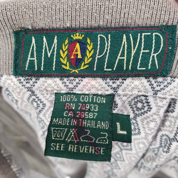 AM PLAYER Gray  100%Cotton Golf Polo Shirt Size Large - Picture 5 of 12